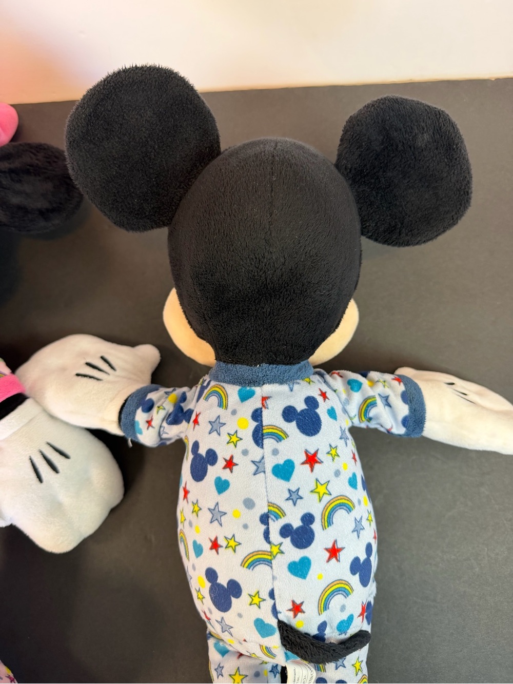 Disney Plush Pair Mickey & Minnie Pajamas Bedtime Sleep Just Play Rare Blue Pink - Picture 9 of 14